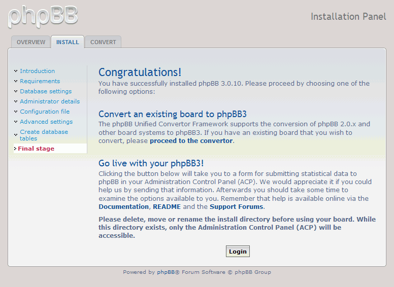 phpBB. Instalación. Final