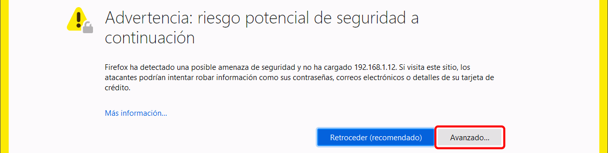 Firefox. Añadir excepción