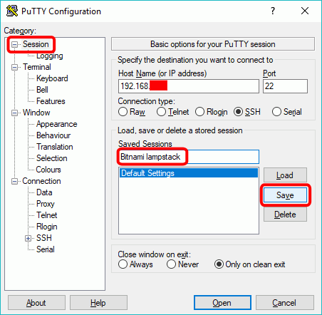 Configurar PuTTY