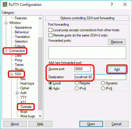 Configurar PuTTY