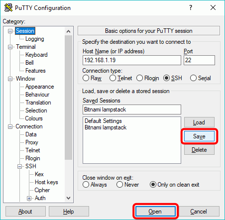 Configurar PuTTY