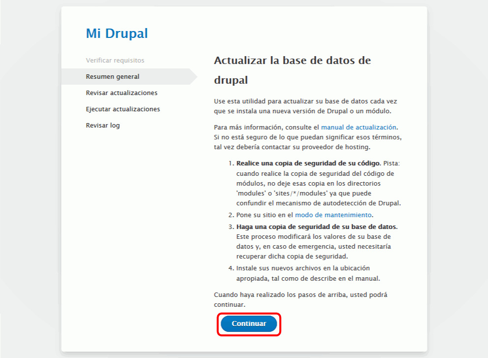 Drupal. Actualizar