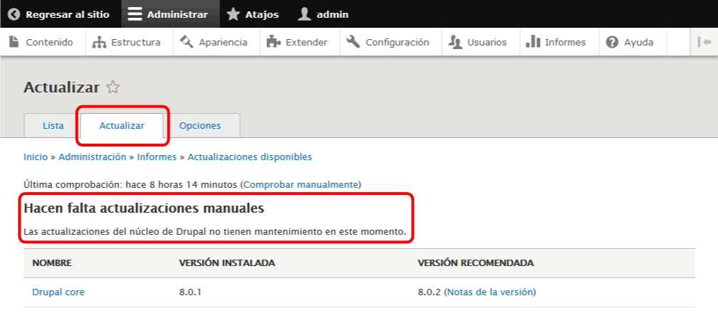Drupal. Actualizar