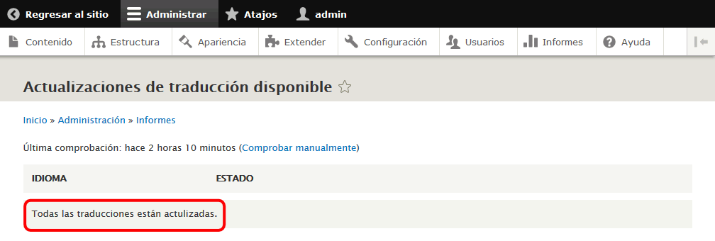 Drupal. Actualizar traducciones