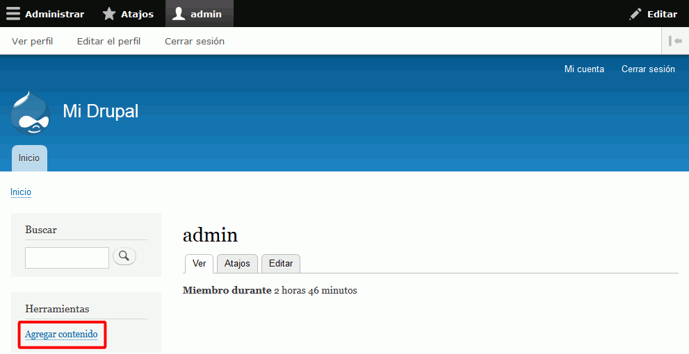 Drupal. Agregar contenido