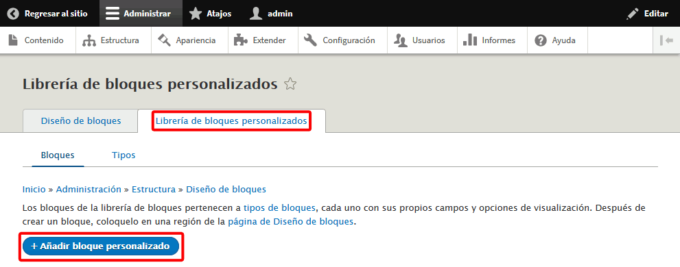 Drupal. Información del sitio