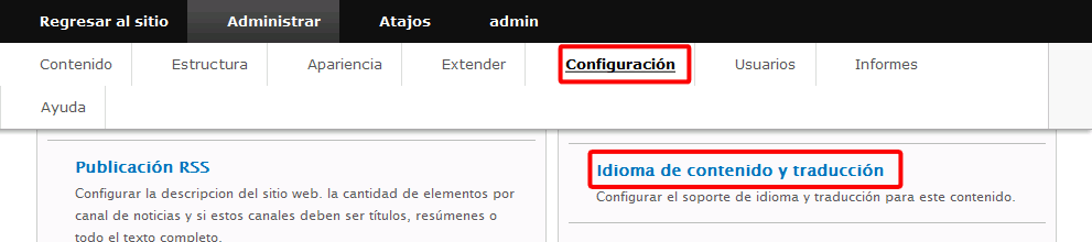 Drupal. Activar traducción del contenido