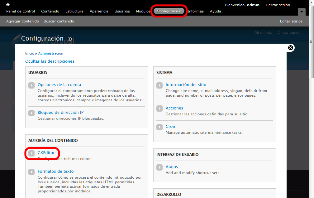 Drupal. Nuevo perfil de CKEditor