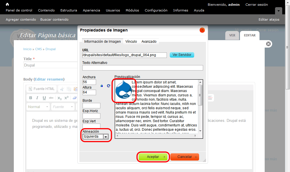 Drupal. Insertar imagen