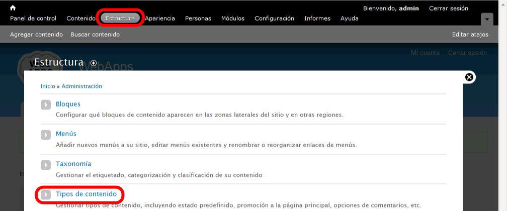 Drupal. Menús