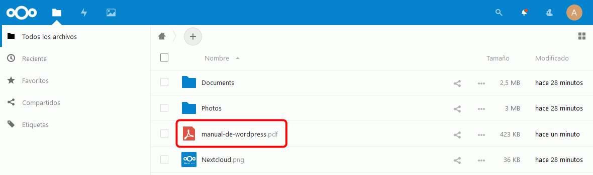 Nextcloud. Actualización