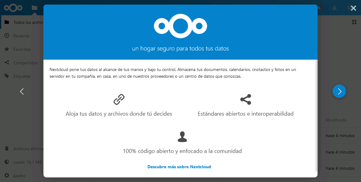 Nextcloud. Bienvenida