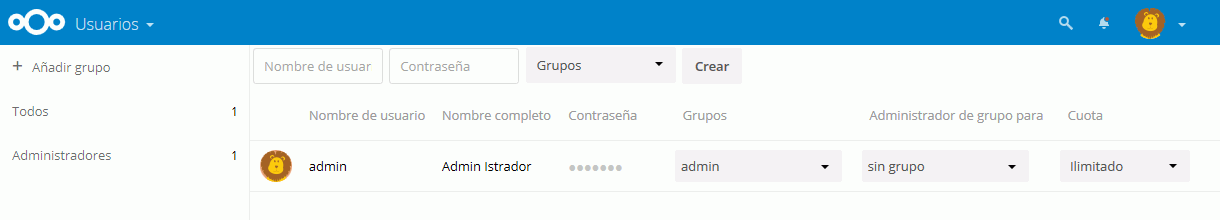 Nextcloud. Perfil