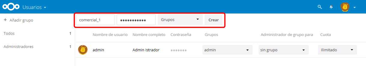 Nextcloud. Perfil