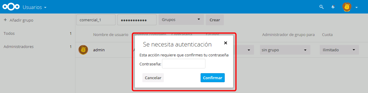 Nextcloud. Perfil