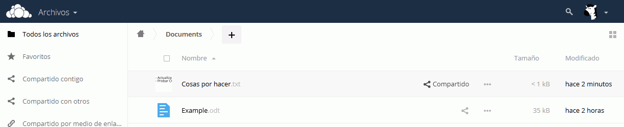 ownCloud. Compartir documentos
