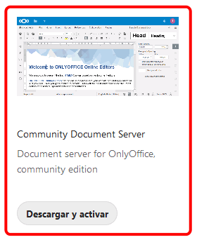 Nextcloud. Aplicación OnlyOffice