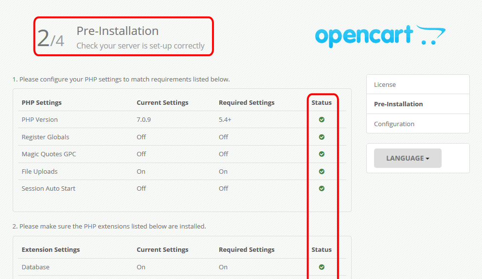 OpenCart. Instalación