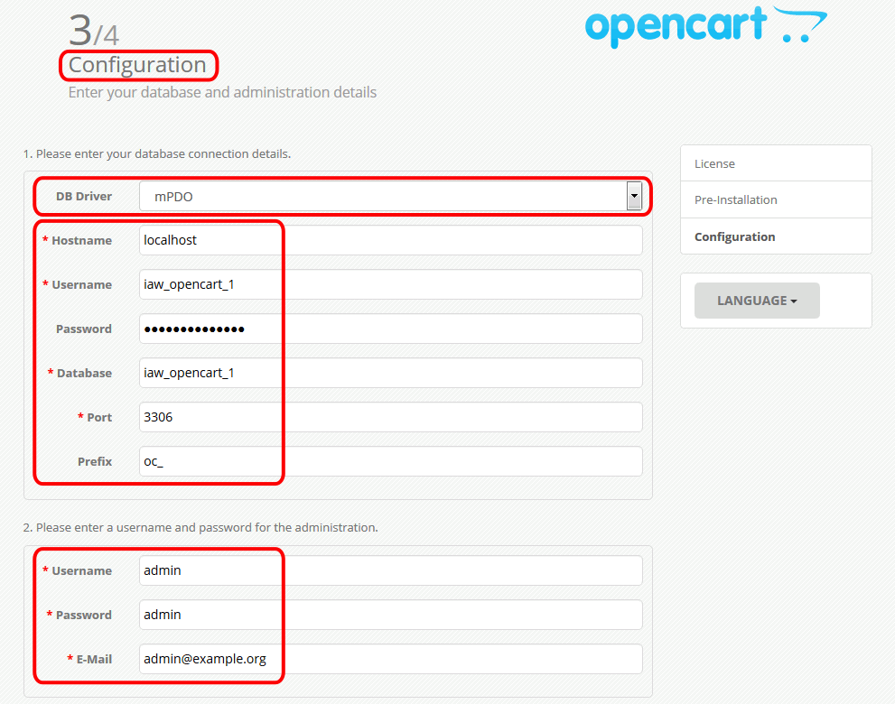 OpenCart. Instalación.