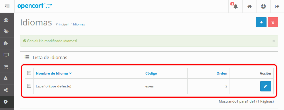 OpenCart. Traducción al español