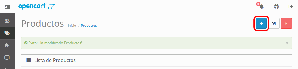 OpenCart. Productos