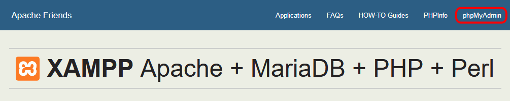 phpMyAdmin. XAMPP