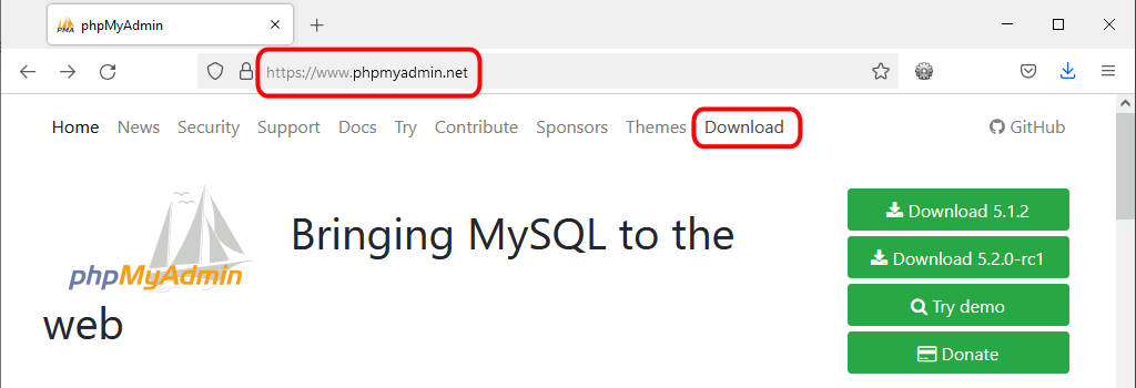 phpMyAdmin. Web de phpMyadmin