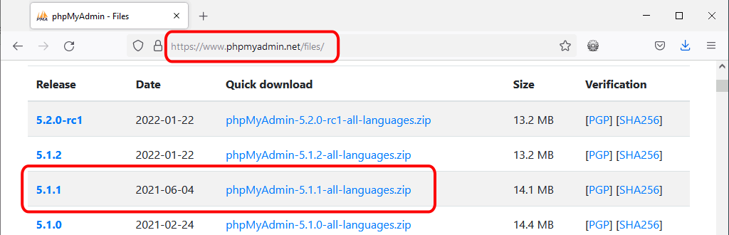 phpMyAdmin. Web de phpMyadmin