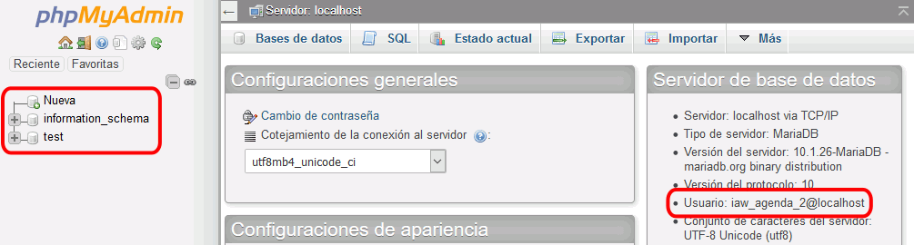 phpMyAdmin. Usuarios