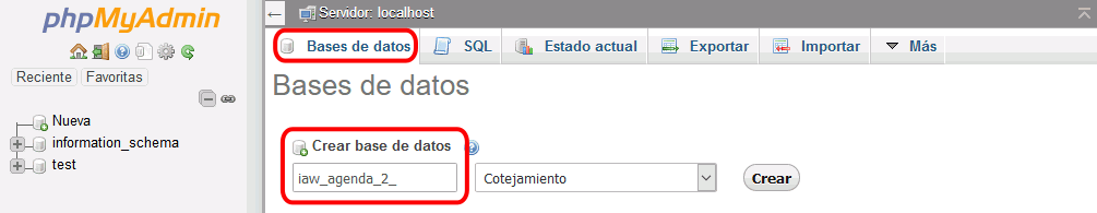 phpMyAdmin. Usuarios