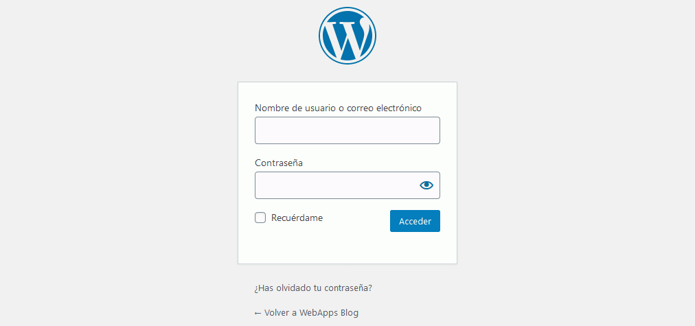 WordPress. Identificación de usuario