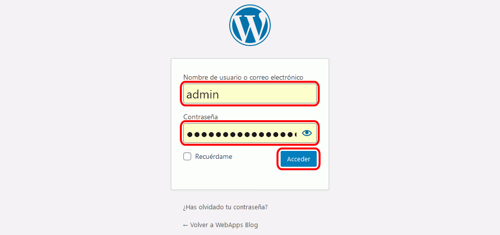 WordPress. Identificación de usuario