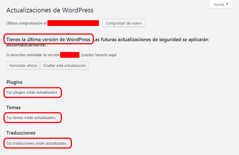 WordPress. Actualización