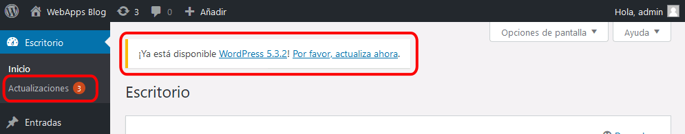 WordPress. Actualización