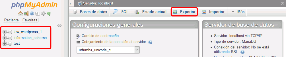 WordPress. Copia de seguridad