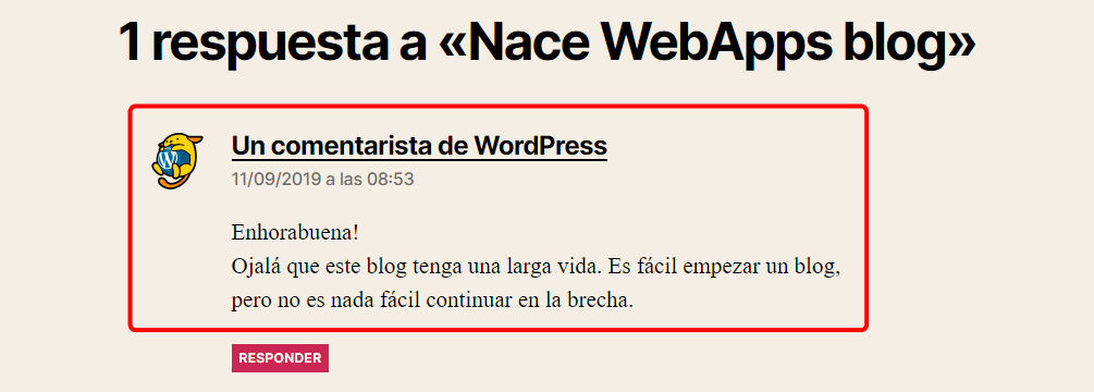 WordPress. Comentario