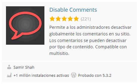 WordPress. Plugin Disable Comments