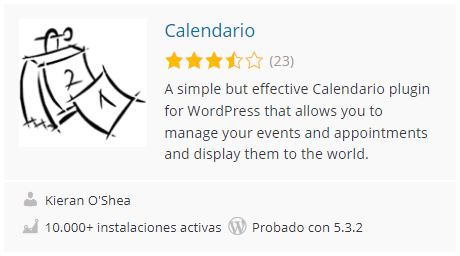 WordPress. Plugin Calendario