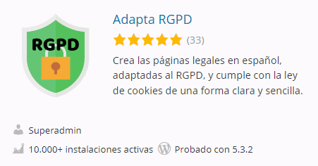 WordPress. Plugin Adapta RGPD