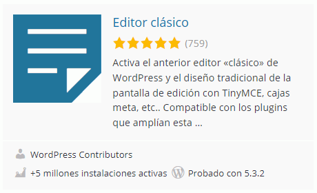 WordPress. Plugin Classic Editor