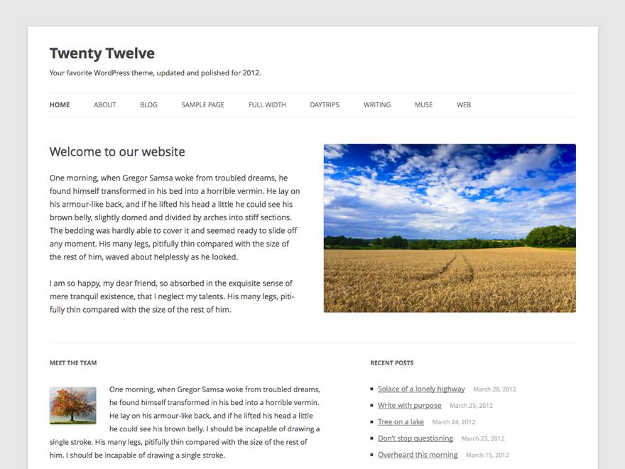 WordPress. Tema Twenty Twelve