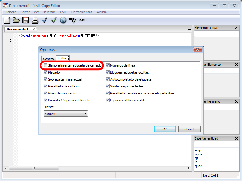 XML Copy Editor - Menú Fichero > Nuevo...