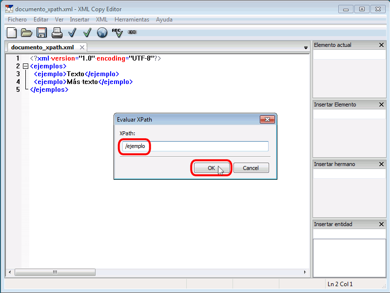 XML Copy Editor - Evaluar expresiones XPath