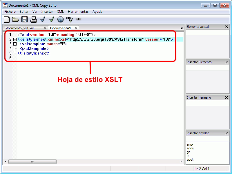 XML Copy Editor - Nueva hoja de estilo XSLT
