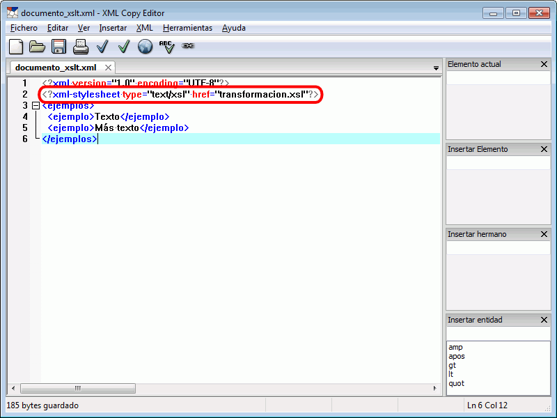 XML Copy Editor - Aplicar una transformación XSLT